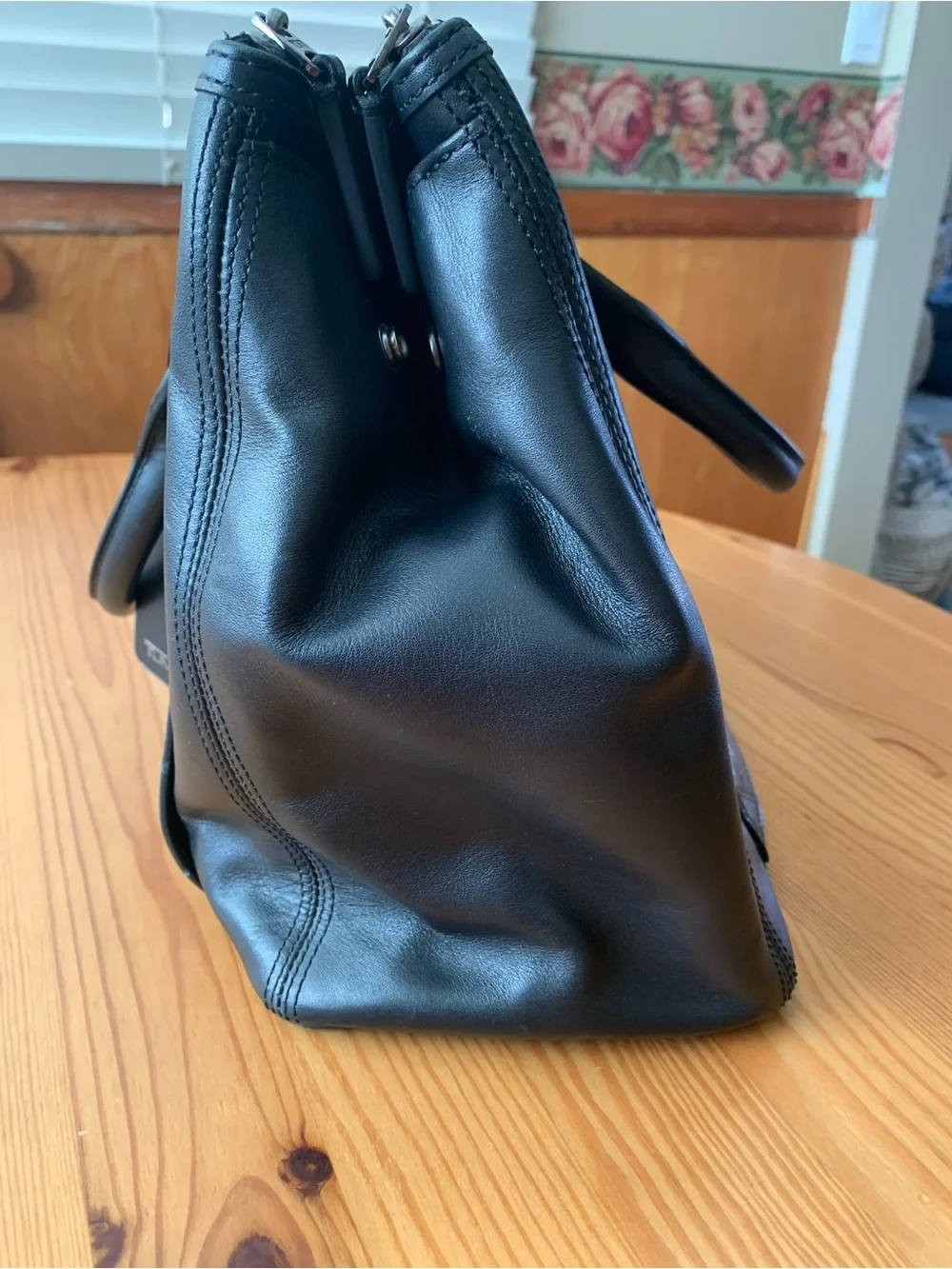 Tumi Black Quilted Leather Laptop Satchel